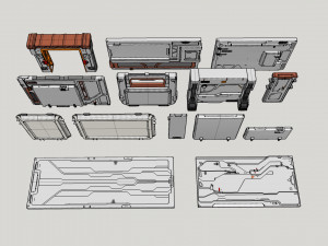 Sci-fi architecture kitbash 33 3D Model
