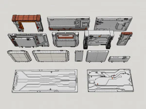 Sci-fi architecture kitbash 33 3D Model