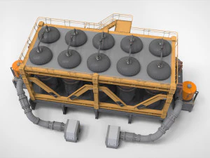 공상 과학 저장 탱크 3D 모델