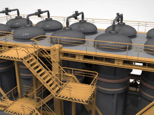 공상 과학 저장 탱크 3D 모델