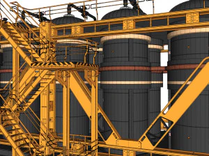 공상 과학 저장 탱크 3D 모델