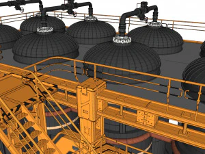 공상 과학 저장 탱크 3D 모델