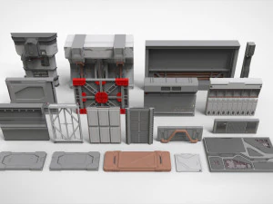 Sci-fi architecture kitbash 35 3D Model