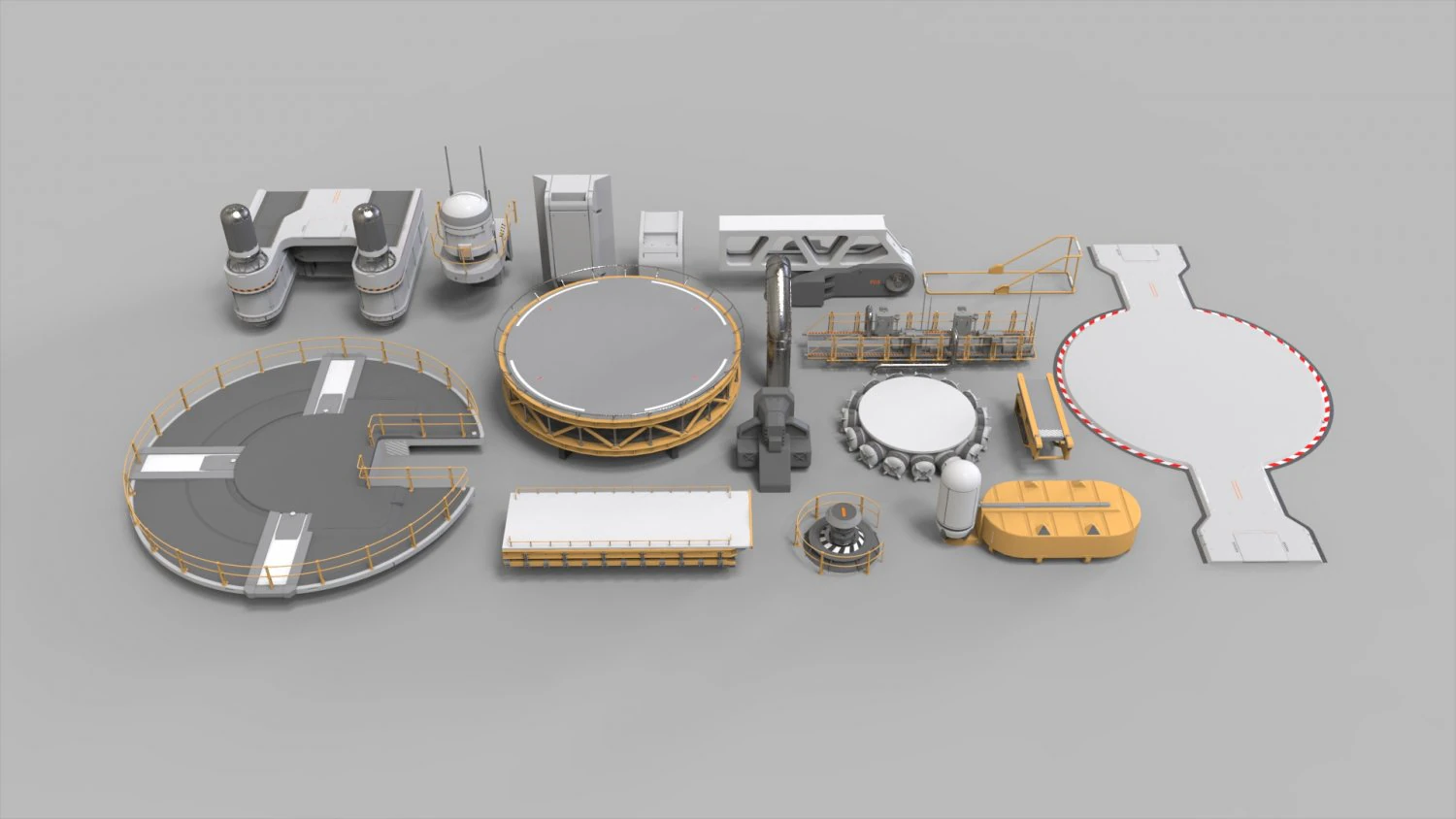 Sci-fi Architecture kitbash 40 3D Model .c4d .max .obj .3ds .fbx .stl .blend 