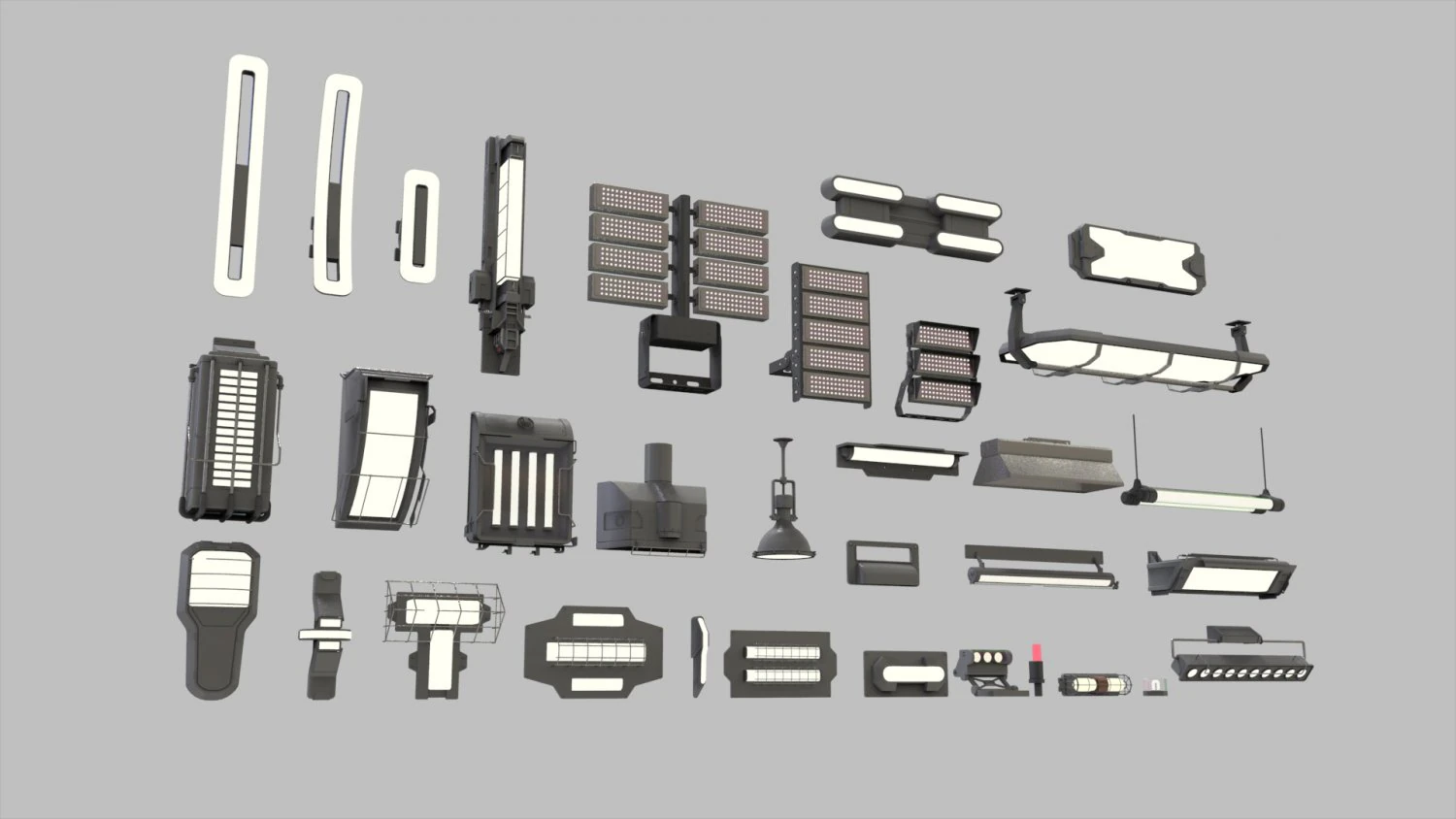 विज्ञान फाई प्रकाश व्यवस्था 8 3D मॉडल .c4d .max .obj .3ds .fbx .stl .blend 