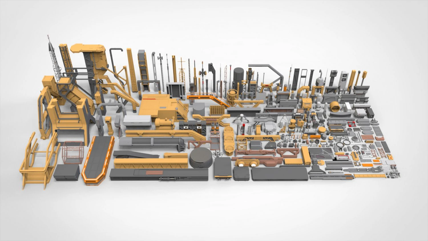 Sci-Fi architecture Elements collection 32 3D Model .c4d .max .obj .3ds .fbx .stl .blend