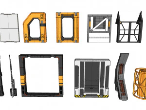 Sci-Fi architecture Elements collection 32 3D Model