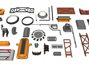 Sci-Fi architecture Elements collection 32 3D Model