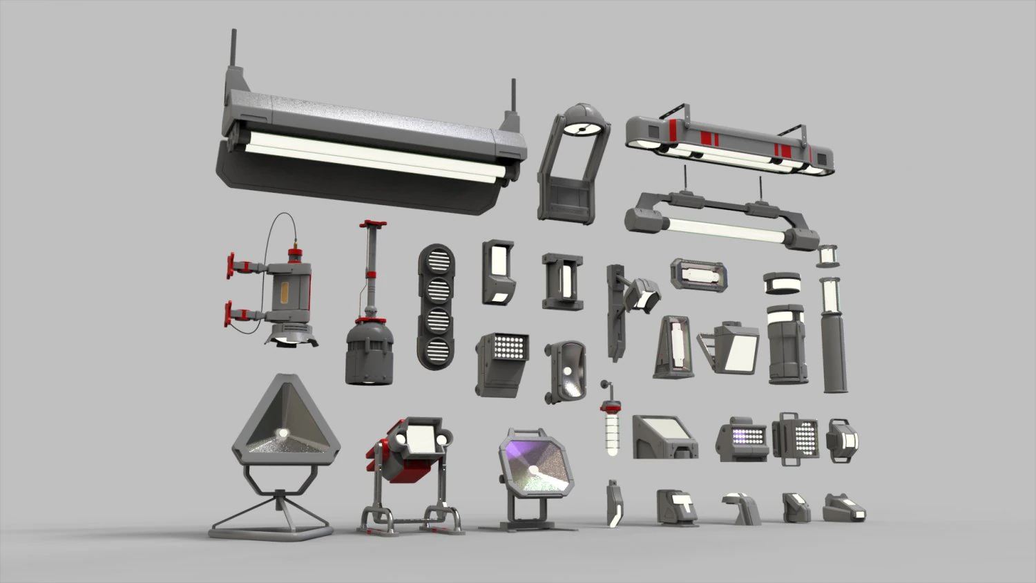 Sci fi lighting 9 3D Model .c4d .max .obj .3ds .fbx .stl .blend