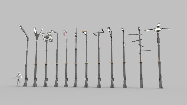 Sci fi street lighting 10 Modelo 3D .c4d .max .obj .3ds .fbx .stl .blend 
