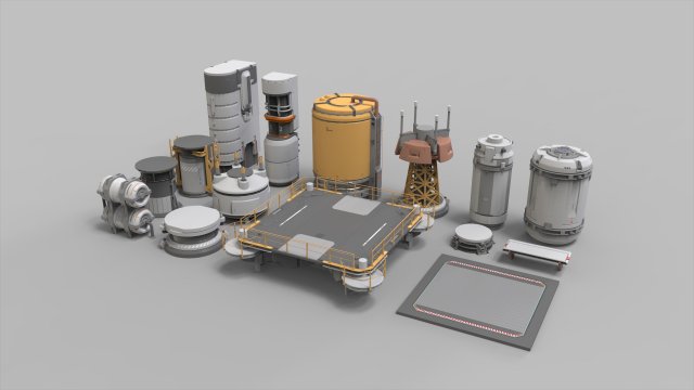 Sci-fi Architecture kitbash 41 3D Model .c4d .max .obj .3ds .fbx .stl .blend 