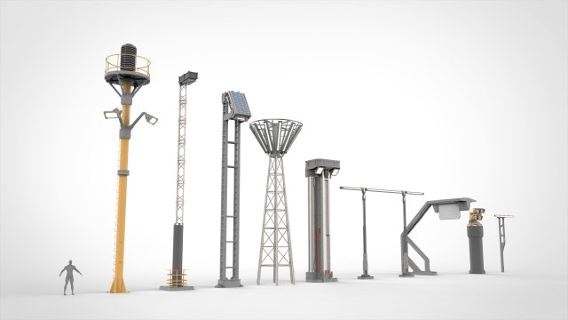 Sci fi street lighting 13 3D Модель .c4d .max .obj .3ds .fbx .stl .blend 