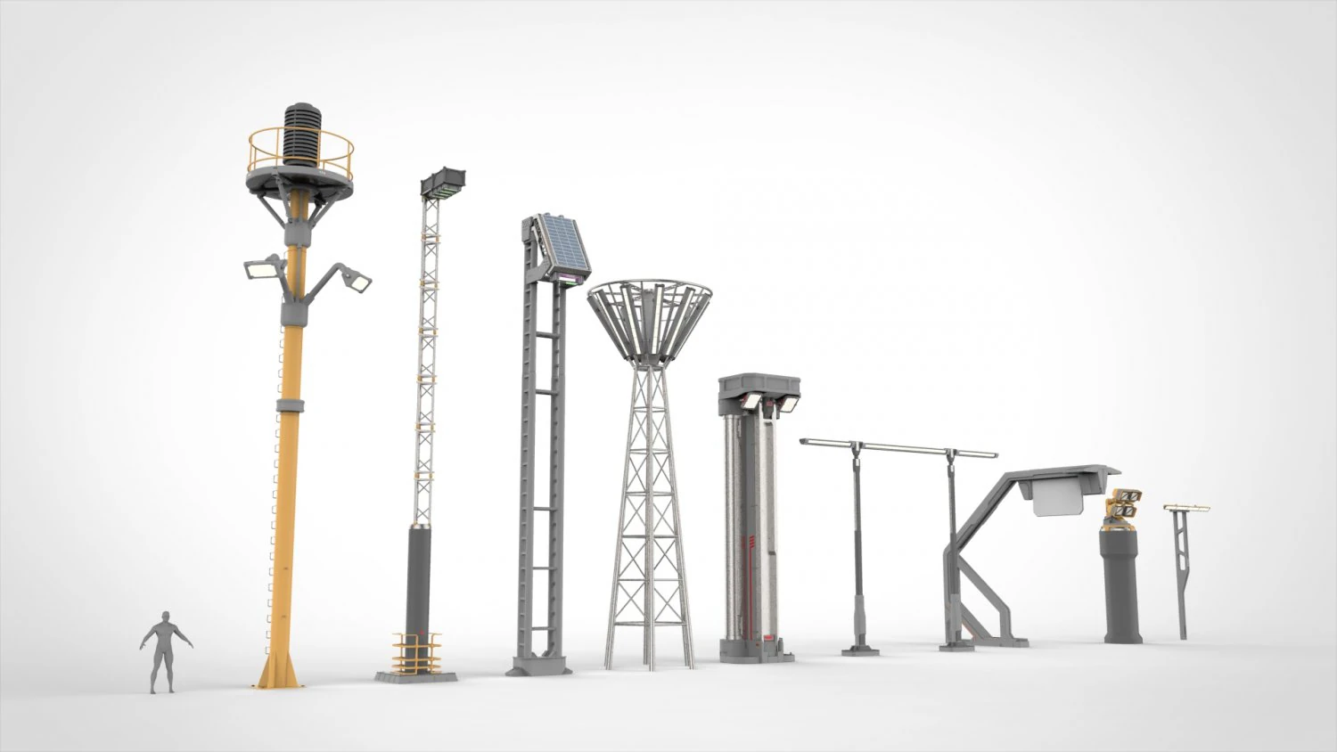 Science-Fiction-Stra&szlig;enbeleuchtung 13 3D Modell .c4d .max .obj .3ds .fbx .stl .blend 