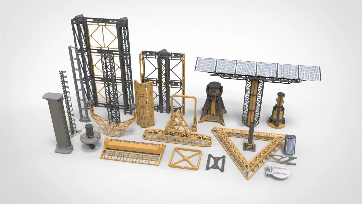 Sci-fi Architecture kitbash 43 3D Model .c4d .max .obj .3ds .fbx .stl .blend 