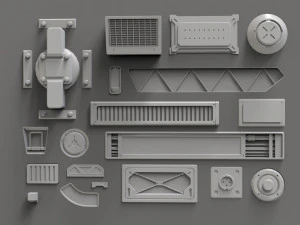 Sci fi trim sheets 2 3D Model