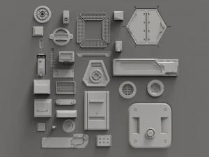 Sci fi trim sheets 2 3D Model