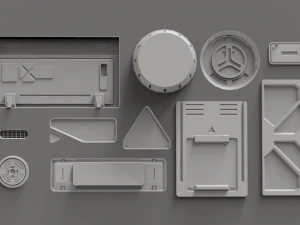 Sci fi trim sheets 2 3D Model
