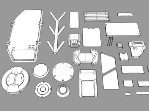 Sci fi trim sheets 2 3D Model