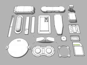Sci fi trim sheets 2 3D Model