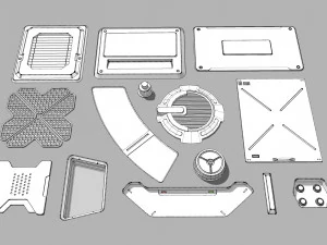 Sci fi trim sheets 2 3D Model