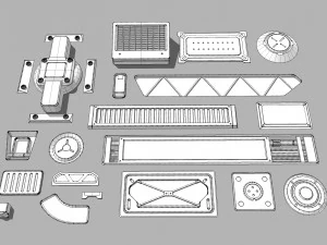 Sci fi trim sheets 2 3D Model