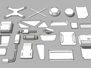 Sci fi trim sheets 2 3D Model