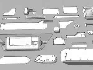Sci fi trim sheets 2 3D Model