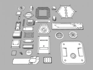 Sci fi trim sheets 2 3D Model