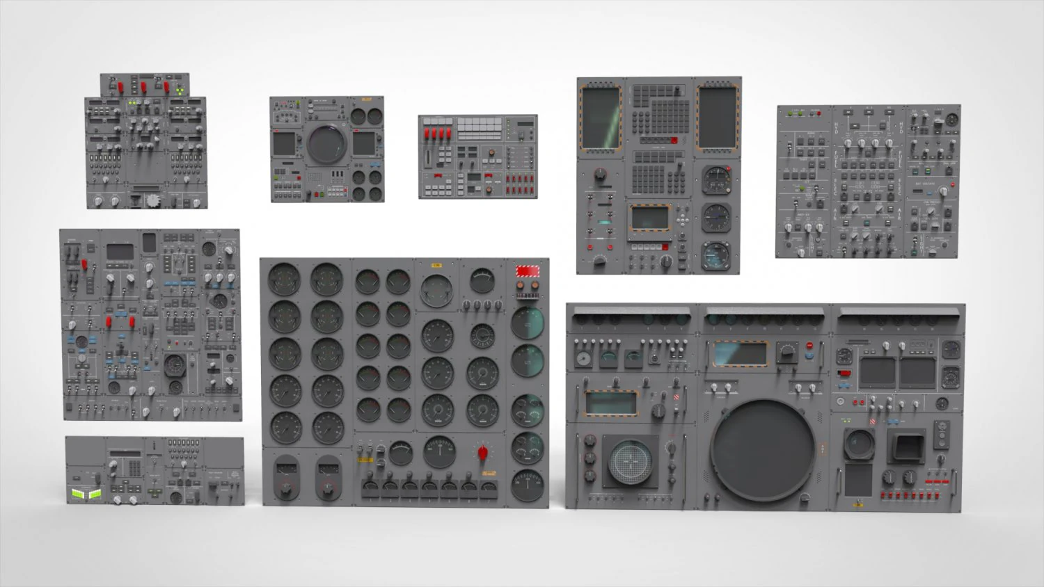 Dashboard 3 control panel with buttons and knobs 3D Model .c4d .max .obj .3ds .fbx .stl .blend 