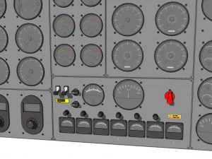 Dashboard 3 control panel with buttons and knobs 3D Model