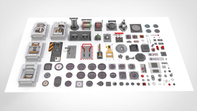Dashboard 5 control panel with buttons and knobs 3D Model .c4d .max .obj .3ds .fbx .stl .blend 