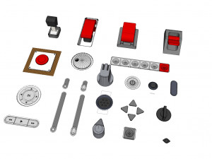 Dashboard 5 control panel with buttons and knobs 3D Model
