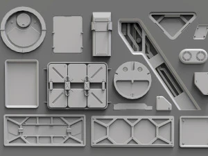 Sci fi trim sheets 3 3D Model