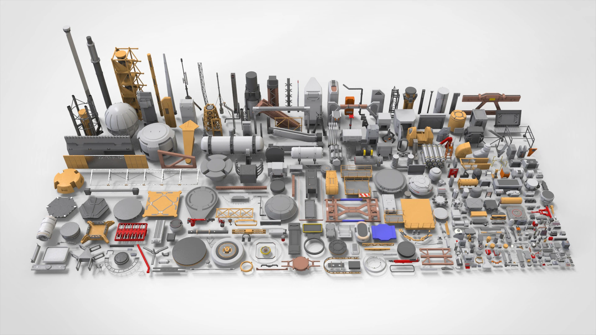 Sci-Fi architecture Elements collection 33 3D Model .c4d .max .obj .3ds .fbx .stl .blend 