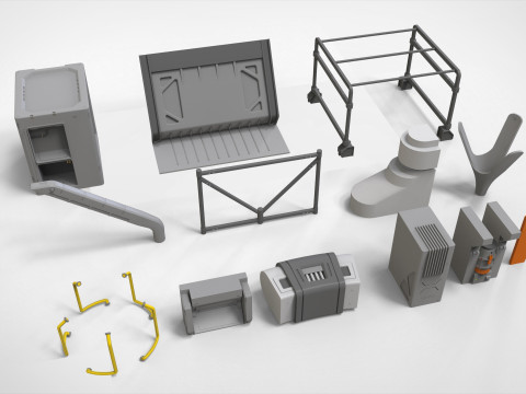 Sci-Fi architecture Elements collection 33 3D-Modell