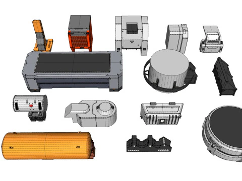 Sci-Fi architecture Elements collection 33 3D Model