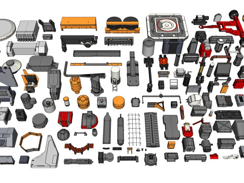 Sci-Fi architecture Elements collection 33 3D Model