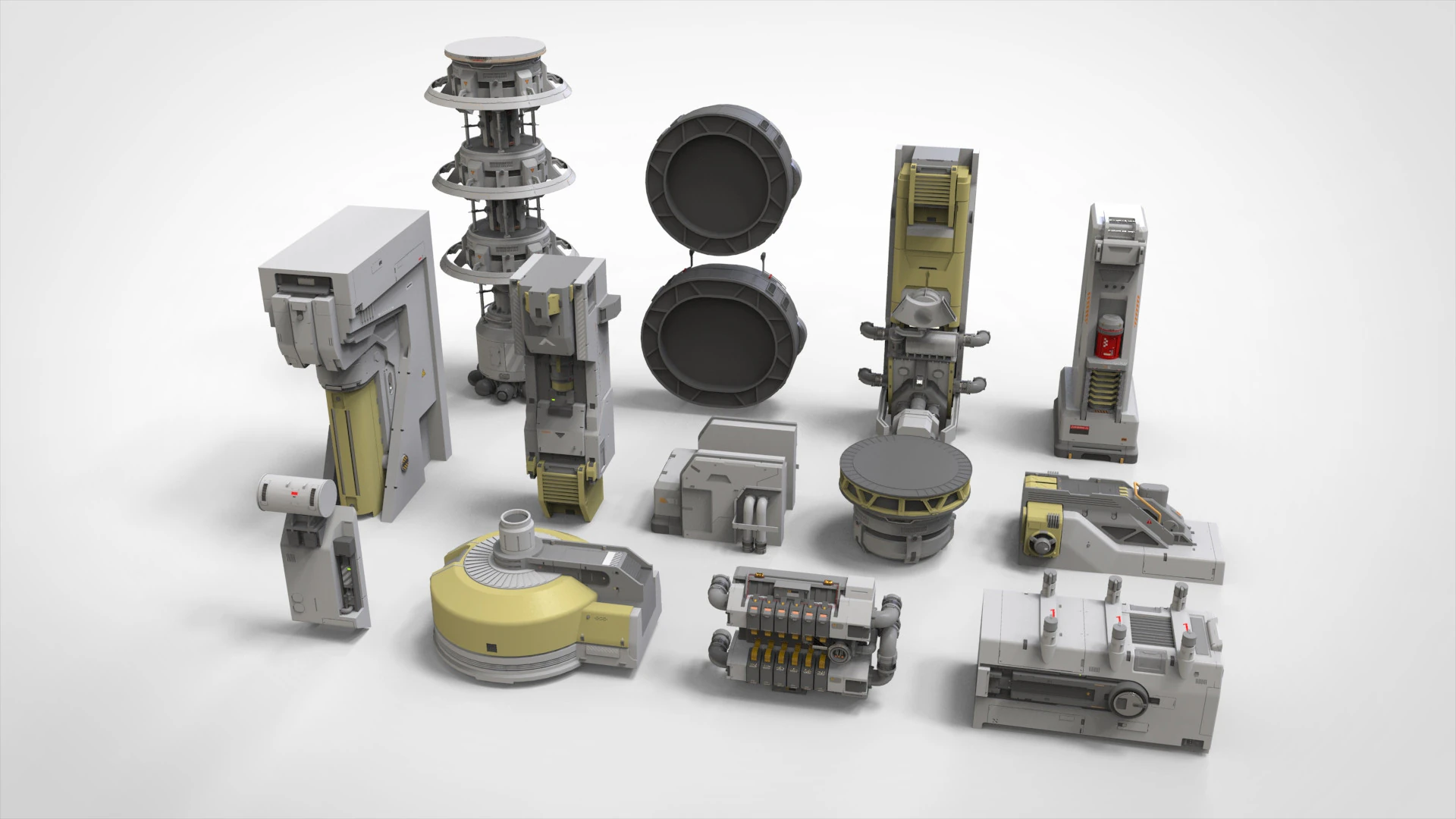 Sci-fi Architecture kitbash 48 3D Model .c4d .max .obj .3ds .fbx .stl .blend 