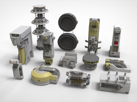 Sci-fi Architecture kitbash 48 3D Model