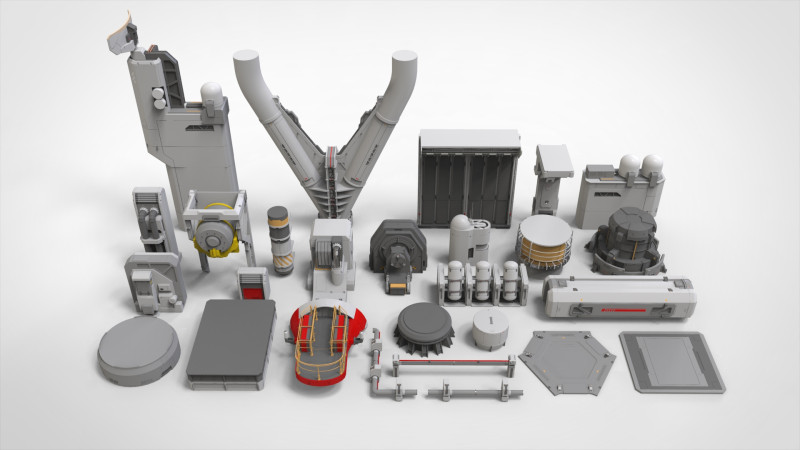 Sci-fi Architecture kitbash 50 3D 模型 .c4d .max .obj .3ds .fbx .stl .blend 