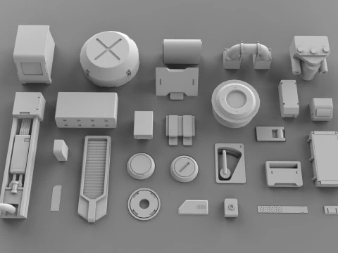 Sci fi trim sheets 4 3D Model