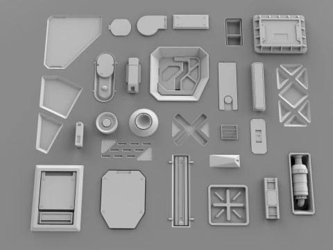 Sci fi trim sheets 4 3D Model