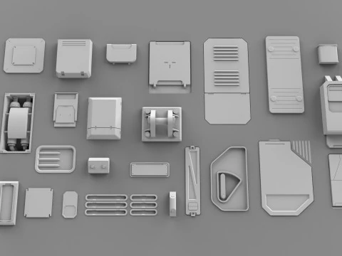 Sci fi trim sheets 4 3D Model