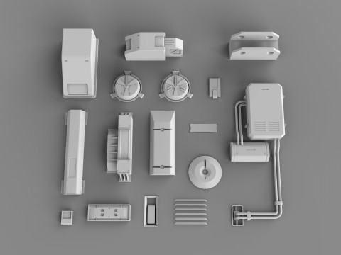 Sci fi trim sheets 4 3D Модель
