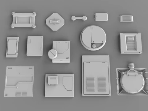 Sci fi trim sheets 4 3D Model