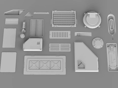 Sci fi trim sheets 4 3D Model