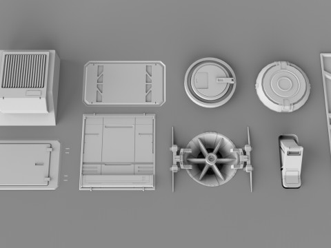 Sci fi trim sheets 4 3D Модель