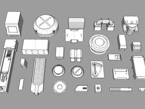 Sci fi trim sheets 4 3D Model