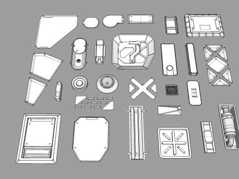 Sci fi trim sheets 4 3D Model