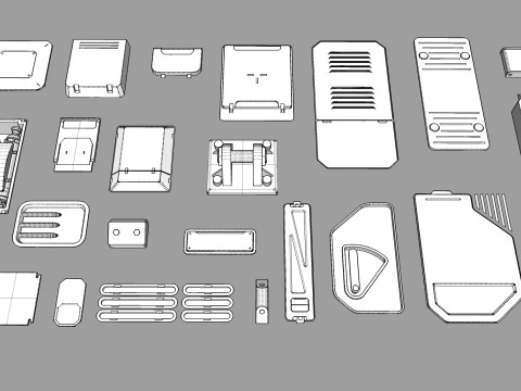 Sci fi trim sheets 4 3D Model